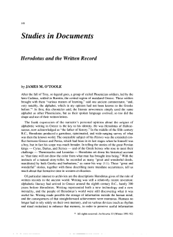 Studies in Documents Herodotus and the Written Record