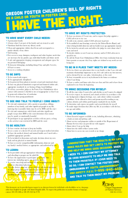 Oregon Foster Children`s Bill of Rights