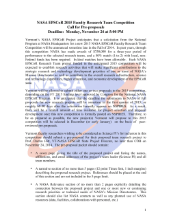 NASA EPSCoR 2015 Faculty Research Team Competition Call for