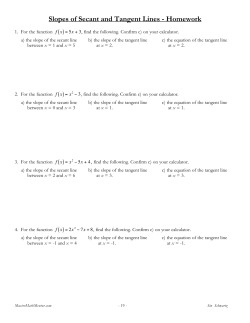 Slopes of Secant and Tangent Lines - Homework