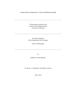 CONSUMER SOVEREIGNTY AND ENTREPRENEURSHIP A