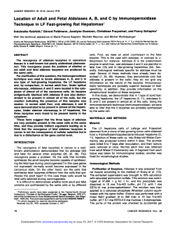 Location of Adult and Fetal Aldolases A, B, and