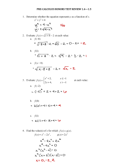 PRE CALCULUSHHONORSHTESTHREVIEWH1.4&mdash;1.5H 1