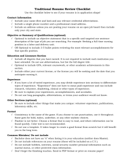 Traditional Resume Review Checklist