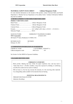 MTI Corporation Material Safety Data Sheet
