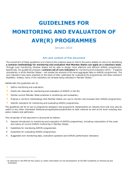 Guidelines for Monitoring and Evaluation of AVR(R