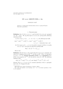 ON (n,m)&minus;GROUPS FOR n > 2m 1. Preliminaries Definition 1.1. [1