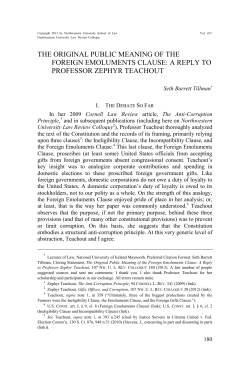 The Original Public Meaning of the Foreign Emoluments Clause: A