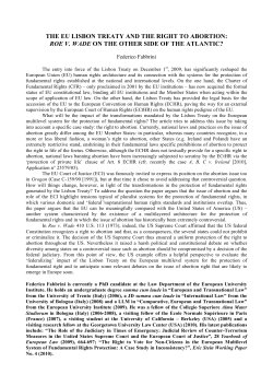 THE EU LISBON TREATY AND THE RIGHT TO ABORTION: ROE V