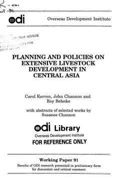 Planning and policies on extensive livestock development in central
