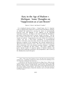 Katz in the Age of Hudson v. Michigan: Some Thoughts on