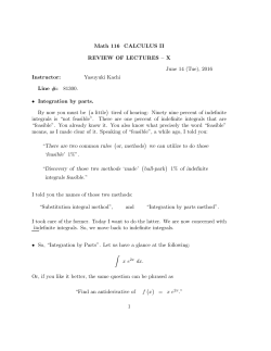 Math 116 CALCULUS II REVIEW OF LECTURES &ndash; X June 14 (Tue