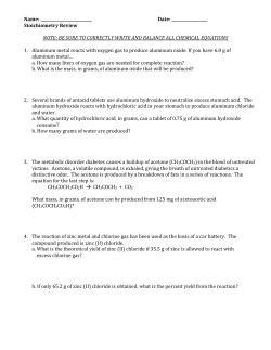 Chapter 8 &ndash; Stoichiometry Review