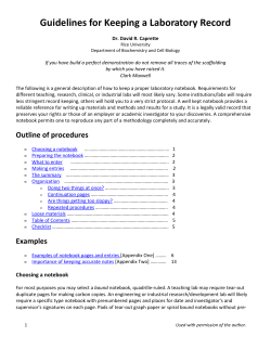 Guidelines for Keeping a Laboratory Record