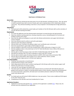 Head Coach, U-20 National Team General Role &bull; The assigned