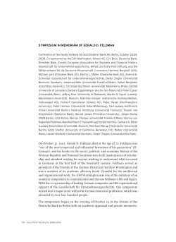 symposium in memoriam of gerald d. feldman