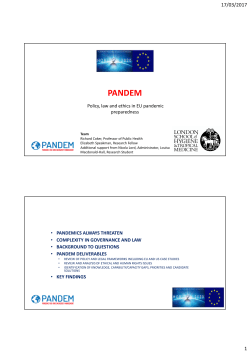 2. PANDEM findings - Policy, law and ethics