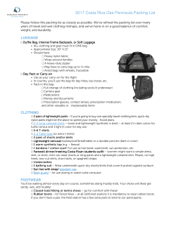 2017 Costa Rica Osa Peninsula Packing List