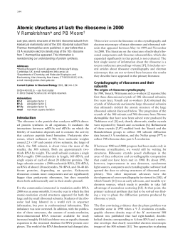 Atomic structures at last: the ribosome in 2000 V