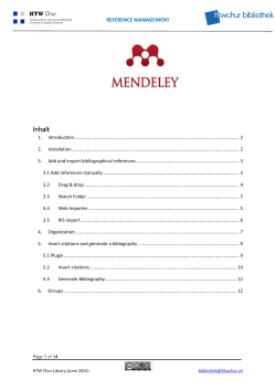 Mendeley - moodle @ HTW Chur