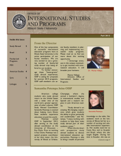 From the Director Samantha Potempa Joins OISP