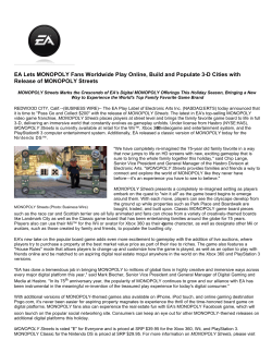 EA Lets MONOPOLY Fans Worldwide Play Online, Build and