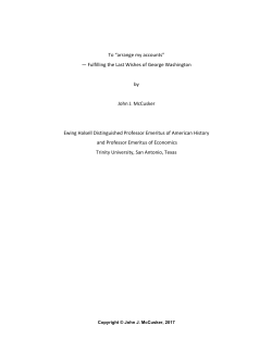 John McCusker`s essay "To `arrange my accounts`&mdash;Fulfilling the