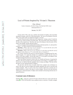 Loci of Points Inspired by Viviani`s Theorem
