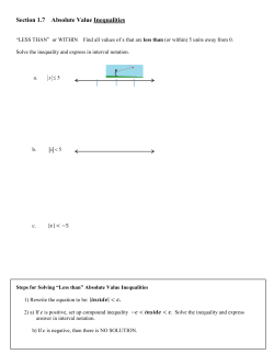 Section 1.7 Absolute Value Inequalities