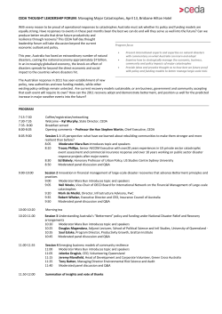 Managing Major Catastrophes, April 13, Brisbane Hilton Hotel
