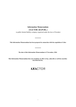 Information Memorandum