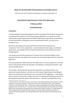 International Legal Character of the Paris Agreement