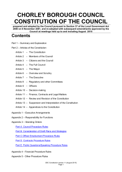 CHORLEY BOROUGH COUNCIL CONSTITUTION OF THE COUNCIL