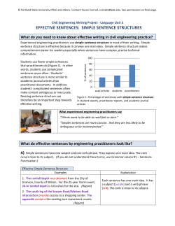 EFFECTIVE SENTENCES: SIMPLE SENTENCE STRUCTURES