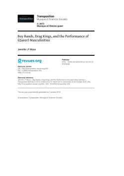 Boy Bands, Drag Kings, and the Performance of (Queer) Masculinities