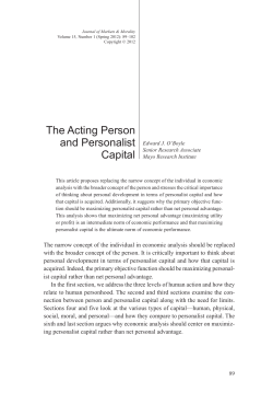 The Acting Person and Personalist Capital
