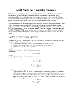 Math Skills for Chemistry Students
