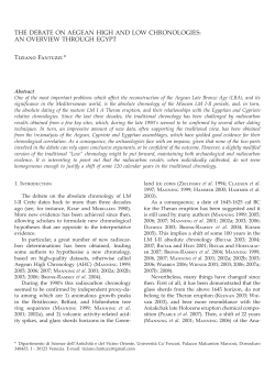 THE DEBATE ON AEGEAN HIGH AND LOw CHRONOLOGIEs: AN