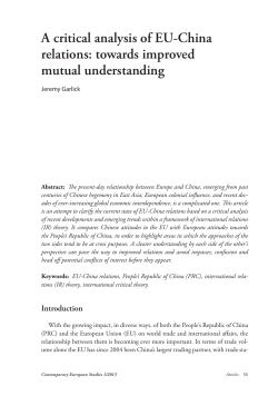 A critical analysis of EU-China relations