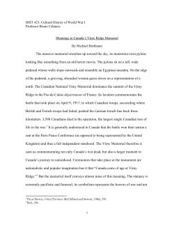 Meanings in Canada`s Vimy Ridge Memorial