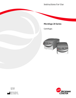 Microfuge 20 Series Centrifuges Instructions for Use