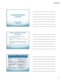 Contextualized Math Learning - PA Adult Education Resources