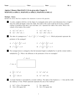 Algebra 2 Honors Mini-MAFS 2 (To be given after Chapter 2) MAFS