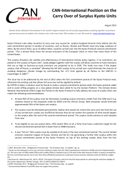 CAN-International Position on the Carry Over of Surplus Kyoto Units