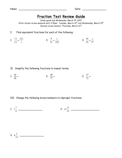Fraction Test Review Guide - Livingston Public Schools