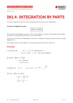 IN1.4: INTEGRATION BY PARTS