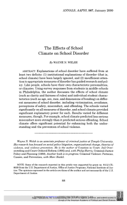 The Effects of School Climate on School Disorder