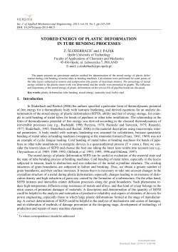 STORED ENERGY OF PLASTIC DEFORMATION IN TUBE