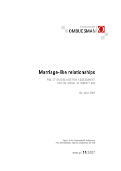 October 2007: Marriage-like relationships&mdash;Policy guidelines for