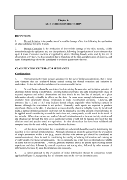 SKIN CORROSION/IRRITATION DEFINITIONS